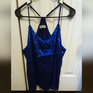 Blue sequin tank top
